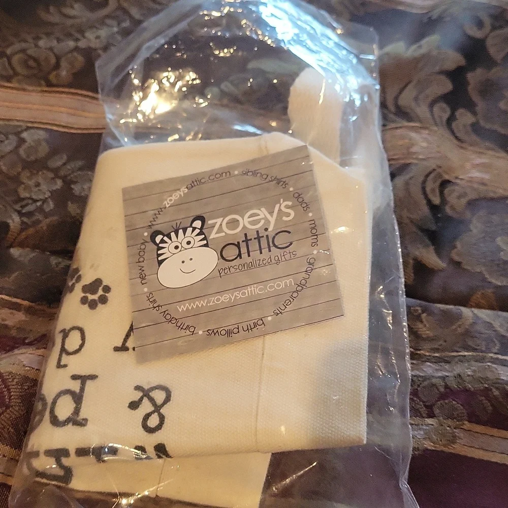 ZOEYS ATTIC Cream Dog Tote Bag SMALL WORDS ABOVE CLOTH bagged